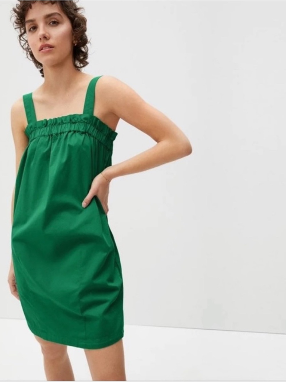Everlane The Paperbag Dress Kelly Green Organic Cotton Size Small